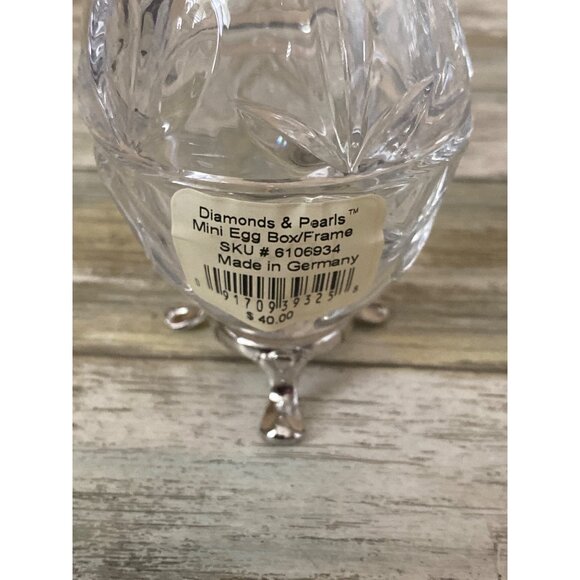 Lenox Crystal Mini Egg Trinket Boxes Set of 2 Diamonds & Pearls Made Germany - Picture 7 of 16